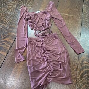 Haley & June Mauve/Dusty Rose top and skirt set